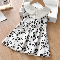 на пуговицах Цветочный принт Повседневный Платья для девочек Shein