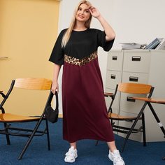 Леопардовый Повседневный Платья размер плюс Shein