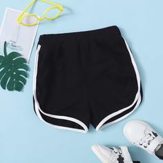 Контрастная отделка Спортивный Шорты для девочек Shein