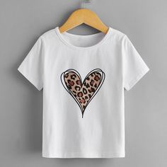 Футболка с леопардовым принтом для девочек Shein