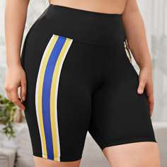 лента Полосатый Споритивные шорты размера плюс Shein