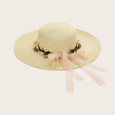 Соломенная шляпа с декором цветка Shein