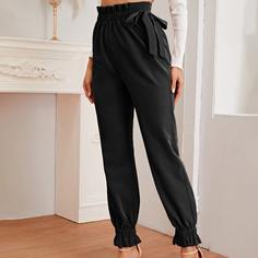 Брюки с узлом и присборенной талией Shein