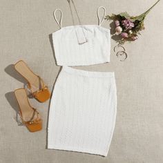 Трикотажный короткий топ и юбка Shein