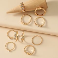 10шт кольцо со стразами Shein