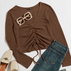 Вязаный топ на кулиске Shein