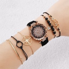 1шт наручные часы с циферблатом, стразами и 5шт браслет Shein