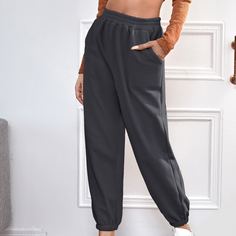 Флисовые спортивные брюки с высокой талией Shein