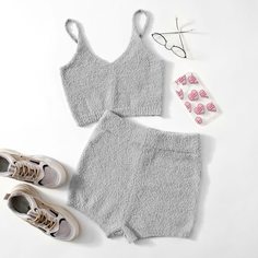 Вязаная майка и вязаные шорты Shein