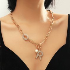 Ожерелье с буквой и стразами Shein