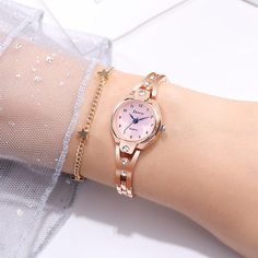 1шт Кварцевые часы со стразами и 1шт браслет Shein