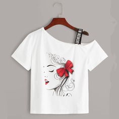 Футболка размера плюс с асимметричном воротником Shein