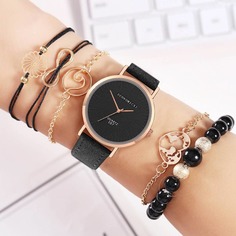 1шт круглые стрелочные кварцевые часы и 5шт браслет Shein