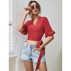 узел В горошёк Бохо Блузы Shein