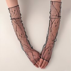 Черные сетчатые длинные перчатки Shein