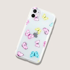 Прозрачный чехол для iPhone с принтом бабочки Shein