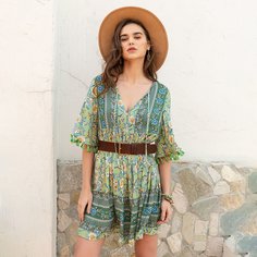 Платье с бахромой и принтом без пояса Shein