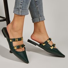 с заклепками Одноцветный Модный Балетки Shein