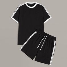 Мужские топ с текстовой лентой и шорты Shein