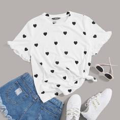 Топ с сердечным принтом Shein