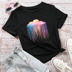 Футболка с круглым вырезом и принтом Shein