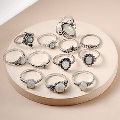 12шт кольцо со стразами Shein
