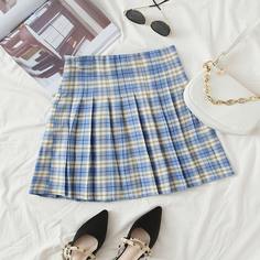 Плиссированная юбка в клетку размера плюс Shein