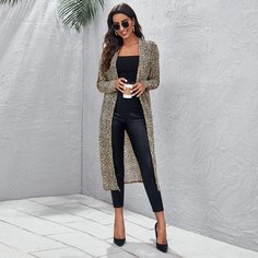 Леопардовый Повседневный Пальто Shein