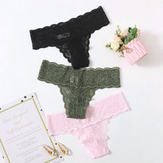 с фестонами Одноцветный Трусики Shein