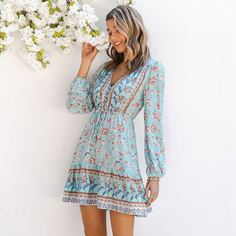 узел Цветочный принт Бохо Платье Shein