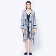 Халат с графическим принтом и поясом Shein