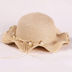 Широкополая шляпа от солнца с искусственными жемчугами для девочек Shein