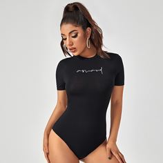 Боди с текстовым принтом Shein