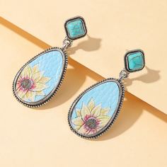 Серьги-подвески с цветочным узором Shein