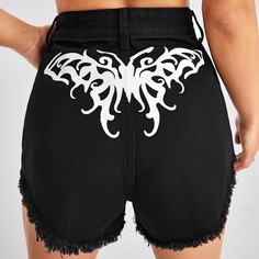 Карман Животный Джинсовые шорты Shein