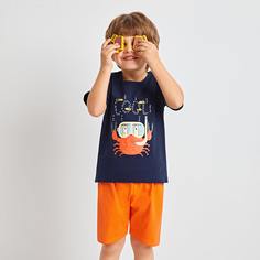 Шорты и футболка с мультипликационным принтом для мальчиков Shein