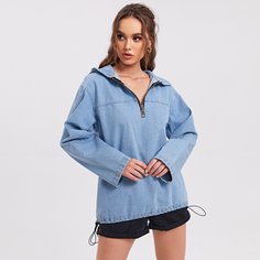 Джинсовый топ на кулиске с капюшоном Shein