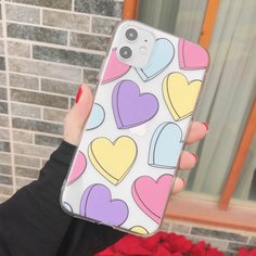 Прозрачный чехол для iPhone с принтом сердечка Shein