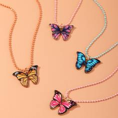 4шт ожерелье с бабочкой для девочек Shein