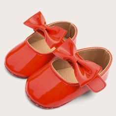 Балетки с бантом из лакированной кожи для девочек Shein