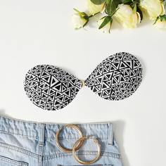 Самоклеящийся бюстгальтер размера плюс с геометрическим принтом Shein