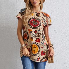 Цветочный Бохо Блузы Shein