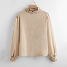 Одноцветный Повседневный Блузы размер плюс Shein