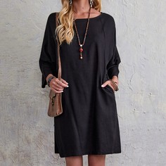 Однотонное платье с карманом Shein