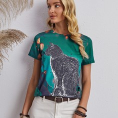 Животный Повседневный Футболки Shein