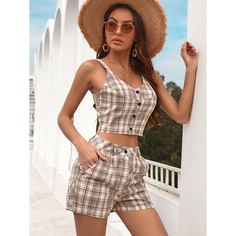 Прямые шорты в клетку Shein