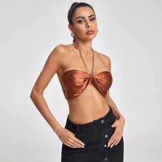 Топ-халтер с цветочным принтом и цепочкой Shein