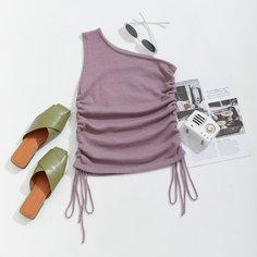 Трикотажный топ на кулиске с одним плечом Shein