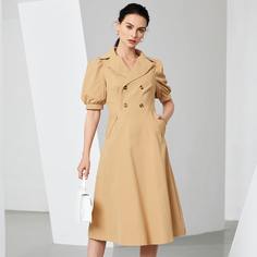 Двойная пуговица Одноцветный Элегантный Платье Shein