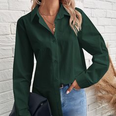 Пуговица Одноцветный Основы Блузы Shein